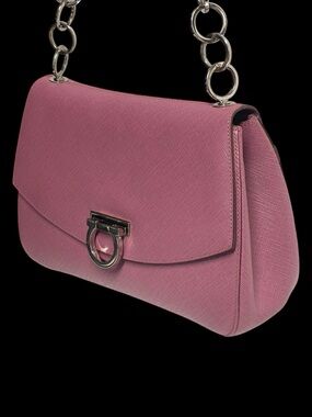 Salvatore Ferragamo Rose Pink Leather Chain-Handle Shoulder Bag